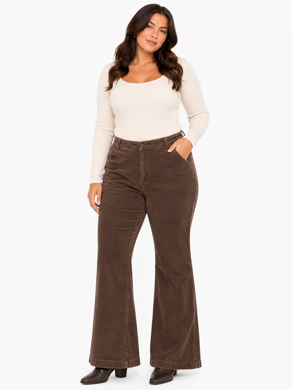 Y2K does 70s Vintage Erika & Co Corduroy Flare Pants (Chocolate Brown) Size 14